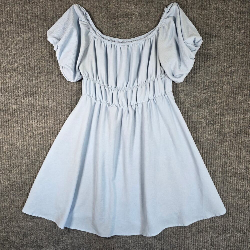 Blue Cottagecore Babydoll Dress Puff Sleeve‎ Milkmaid XL Flowy
